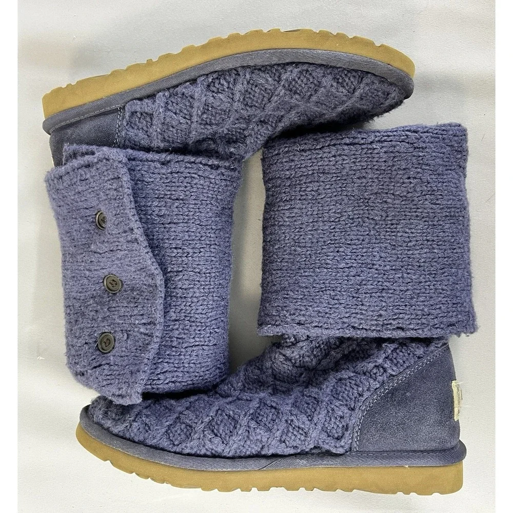 UGG Boots Womens Sz 8 Australia ‎ Knit Fold Over Purple Sweater